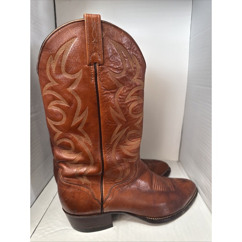 El Dorado Mens Handmade USA Leather Western Cowboy Boots Size 11 D Brown Vintage